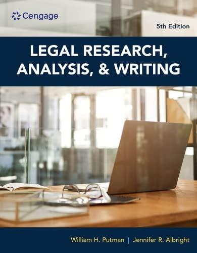 legal research analysis and writing 5th edition william h. putman, jennifer albright 0357619447,