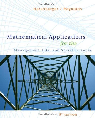 mathematical applications for the management life and social sciences 9th edition ronald j. harshbarger,
