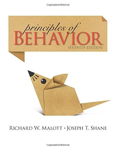 principles of behavior 7th edition richard w. malott, joseph t. shane 0205959490, 9780205959495
