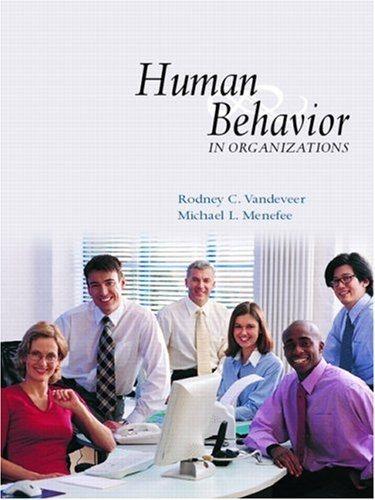 human behavior in organizations 1st edition michael menefeerodney vandeveer 0131466569, 9780131466562