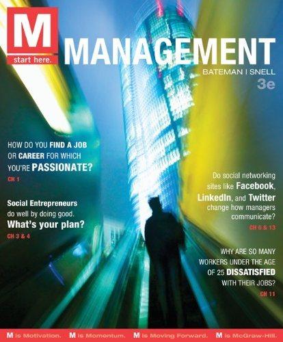 m management 3rd edition thomas s. bateman, scott a. snell 007802952x, 9780078029523