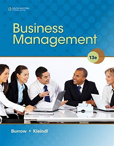 business management 13th edition james l. burrow, brad kleindl 1111571724, 978-1111571726