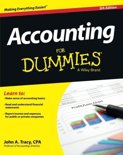 accounting for dummies 5th edition john a. tracy 1118482220, 978-1118482223