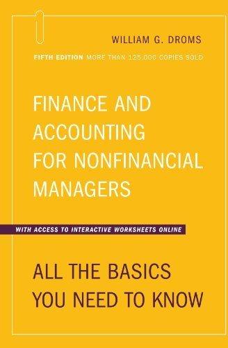 finance and accounting for nonfinancial managers 5th edition william g. droms 0738208183, 9780738208183