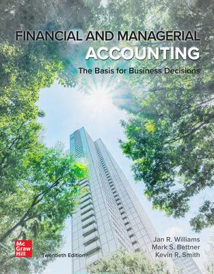 financial and managerial accounting the basis for business decisions 20th edition jan williams, susan haka,