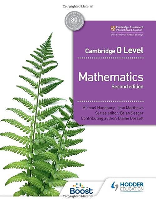 cambridge o level mathematics 2nd edition brian seager, michael handbury, jean matthews, john jeskins