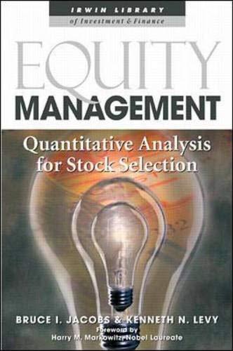 equity management 1st edition bruce i. jacobs, kenneth n. levy, harry m. markowitz 0071346864, 978-0071346863