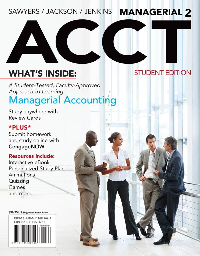 managerial acct2 2nd edition roby sawyers, steve jackson, greg jenkins 1111822697, 978-1111822699