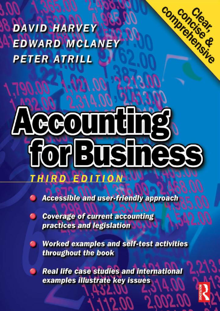 accounting for business clear concise and comprehensive 3rd edition david harvey, edward mclaney, peter