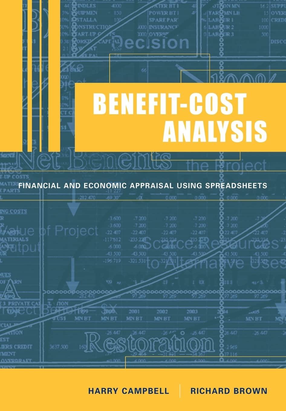 benefit cost analysis financial and economic appraisal using spreadsheets 1st edition harry f. campbell,