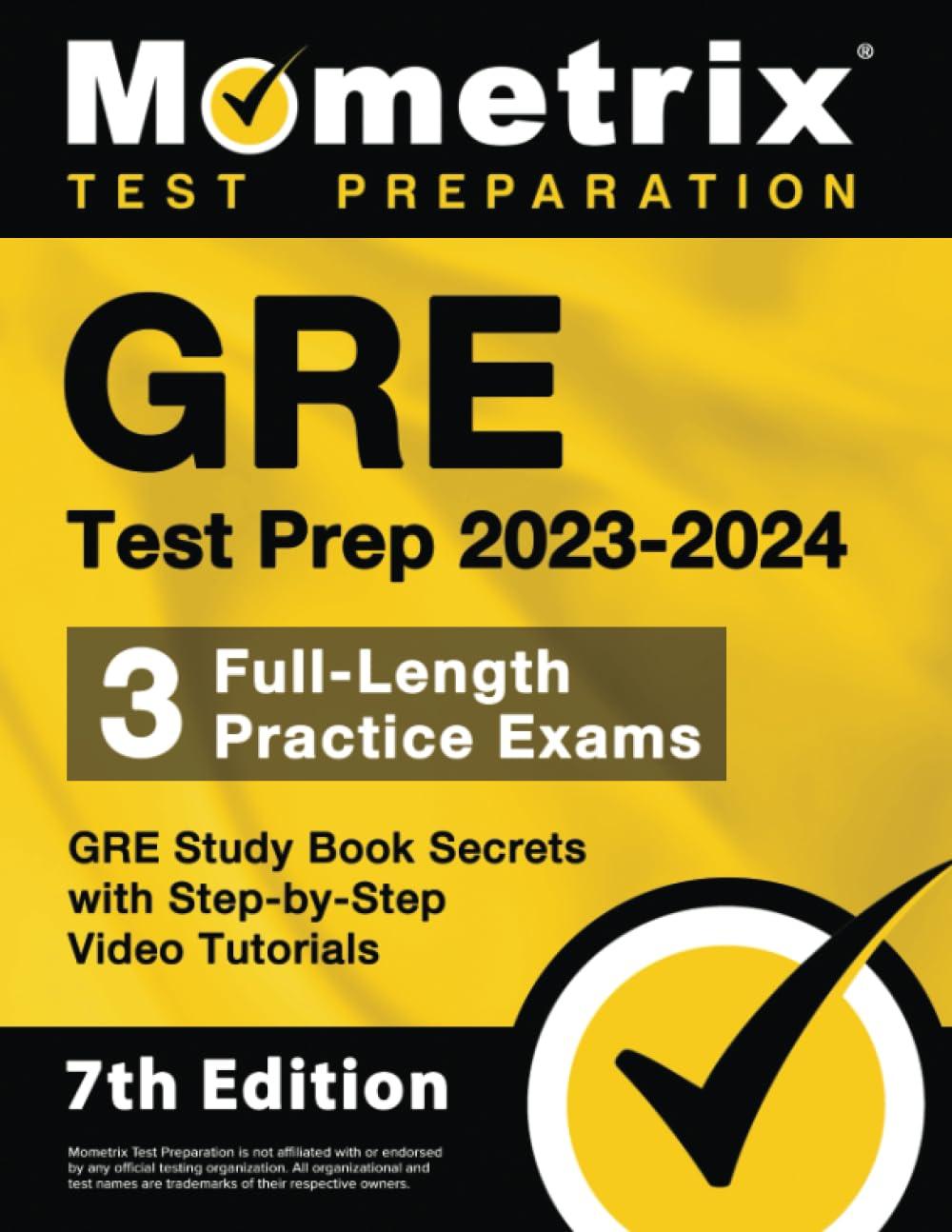 gre test prep 2023-2024  3 full-length practice exams gre study book secrets with step-by-step video