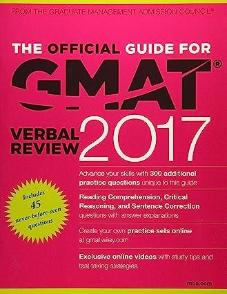 the official guide for gmat verbal review 2017 1st edition gmac (graduate management admission council)