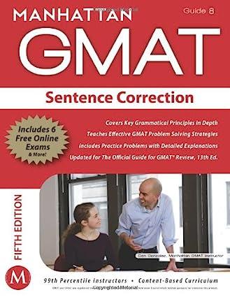 manhattan gmat sentence correction 5th edition manhattan gmat 1935707671, 978-1935707677