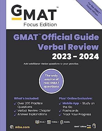 gmat official guide verbal review 2023-2024 1st edition gmac (graduate management admission council)