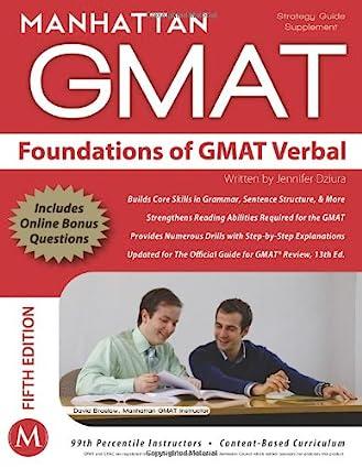 foundations of gmat verbal strategy guide 5th edition manhattan gmat 1937707016, 978-1937707019