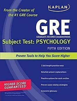 gre subject test psychology proven tools to help you score higher 5th edition kaplan 1419550446,