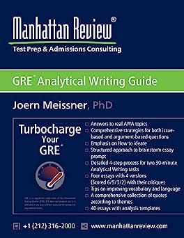 gre analytical writing guide 1st edition joern meissner, manhattan review 1629260088, 978-1629260082