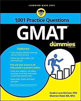 gmat 1,001 practice questions for dummies 1st edition sandra luna mccune, shannon reed 978-1119363125