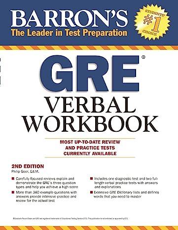 barrons gre verbal workbook most up-to-date review and practice test currently available 2nd edition philip