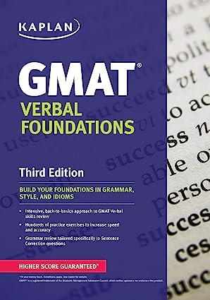 kaplan gmat verbal foundations 3rd edition kaplan test prep 1609789326, 978-1609789329