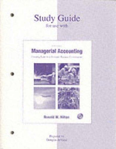 Study Guide For Use With Managerial Accounting