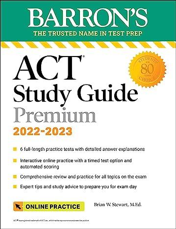 barrons act premium study guide 6 practice tests 2022-2023 5th edition brian stewart m.ed 1506264778,