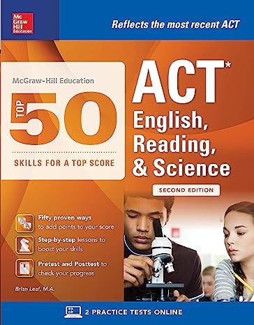 top 50 act english reading and science skills for a top score 2nd edition brian leaf 1259586278,