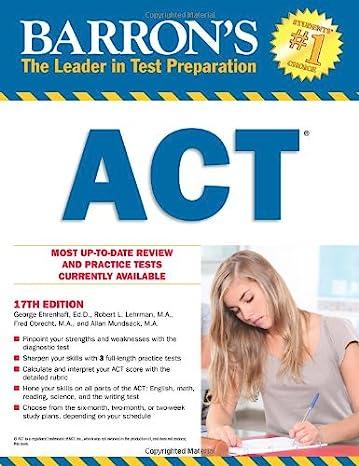 barrons act most up to date review and practice tests currently available 17th edition george ehrenhaft ed.d,