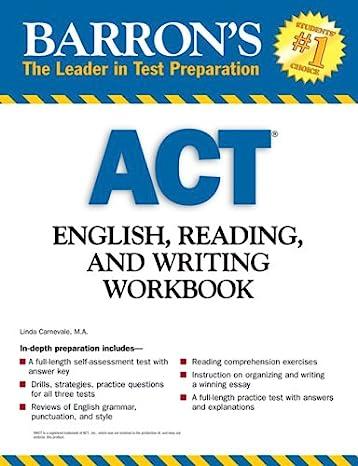 barrons act english reading and writing workbook 1st edition linda carnevale m.a. 0764139827, 978-0764139826
