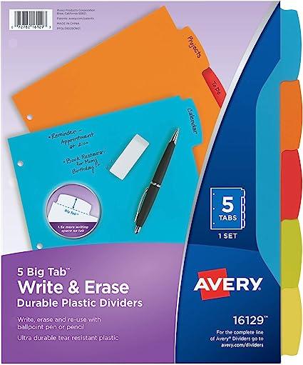avery big tab write and erase durable plastic dividers  avery b01hc4kj5m