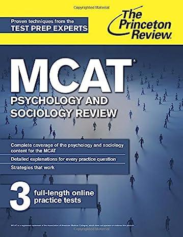 mcat psychology and sociology review with 3 practice test 1st edition princeton review 0804124736,