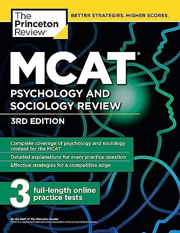 mcat psychology and sociology review 3 practice tests 3rd edition the princeton review 0525567631,
