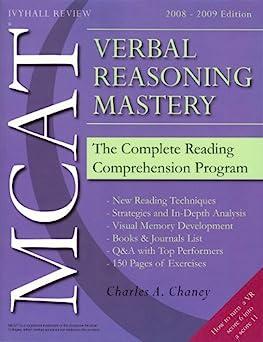 mcat verbal reasoning mastery the complete reading comprehension program 1st edition charles a. chaney,