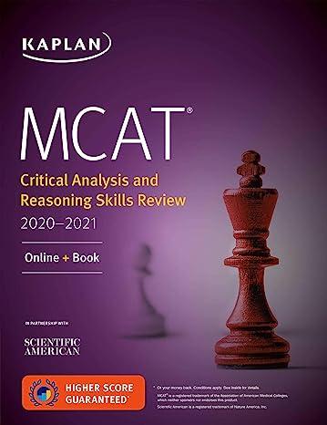 mcat critical analysis and reasoning skills review online book 2020-2021 1st edition kaplan test prep