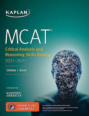 mcat critical analysis and reasoning skills review  online book 2021-2022 2021 edition kaplan 1506262201,