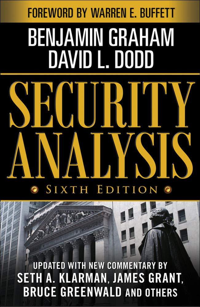 security analysis principles and technique 6th edition benjamin graham, david dodd, warren buffett
