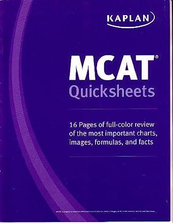 mcat quick sheets 16 page of full color review of the most important charts images formulas and facts 1st