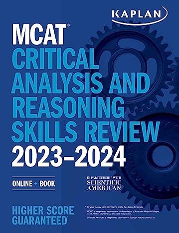 mcat critical analysis and reasoning skills review online book 2023-2024 1st edition kaplan test prep