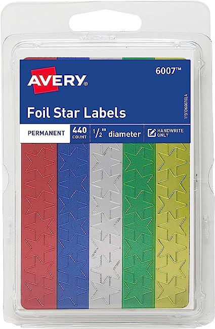 avery assorted foil star labels  avery b000fnf7dc
