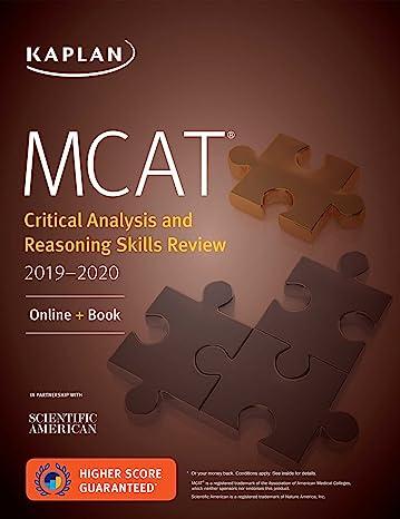 mcat critical analysis and reasoning skills review online book 2019-2020 2019 edition kaplan 1506235409,