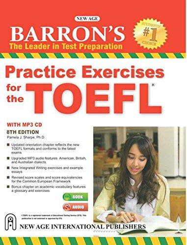 barrons practice exercises for the toefl with mp3 cd 8th edition pamela j. sharpe 938641855x, 978-9386418555