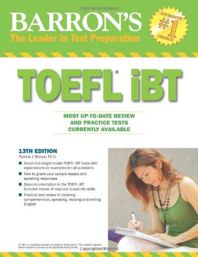 barrons toefl ibt most up to date review and practice test currently available 13th edition pamela sharpe