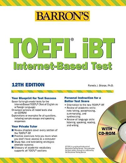barrons toefl ibt internet based test 12th edition pamela sharpe ph.d. 0764179055, 978-0764179051
