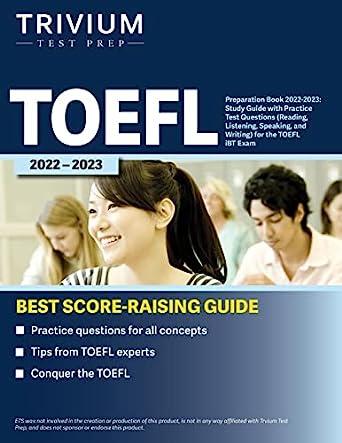 toefl preparation book study guide with practice test questions reading listening speaking and writing for