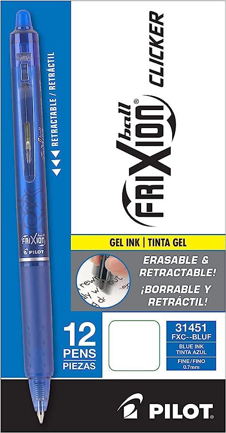 pilot frixion clicker erasable gel pens pack of 12 blue 0.7mm  pilot b009zmfi88