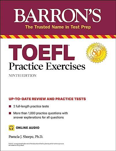 barrons toefl practice exercises up to date review and practice tests 9th edition pamela j. sharpe ph.d.