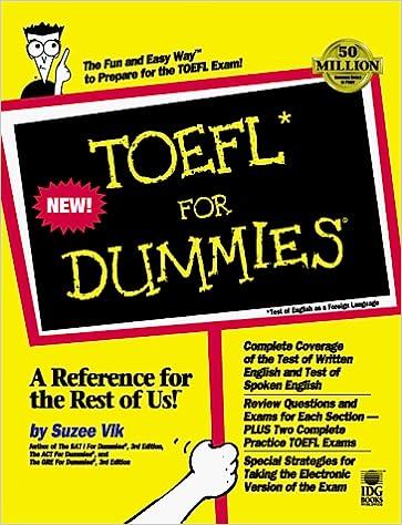 toefl for dummies 1st edition suzee vlk 0764551221, 978-0764551222