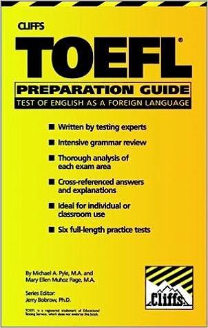 Cliffs Toefl Preparation Guide Test Of English As A Foreign Language