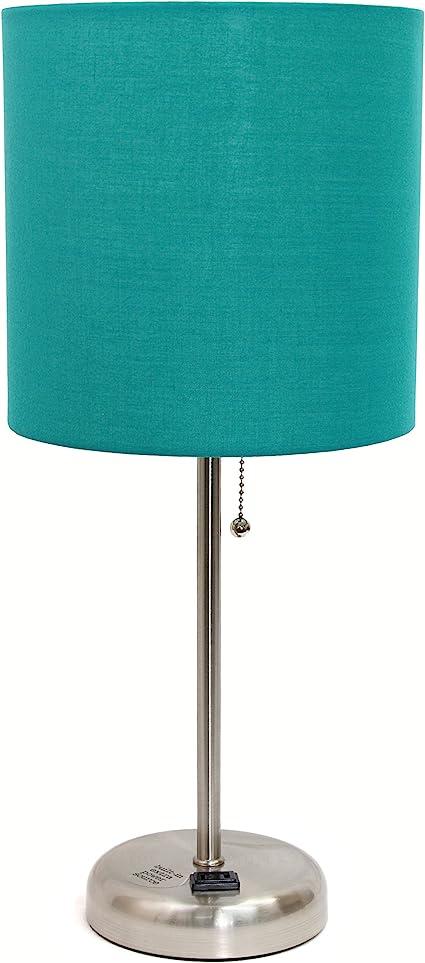 limelights brushed steel stick table desk lamp with charging outlet  limelights b01mq1ajsr