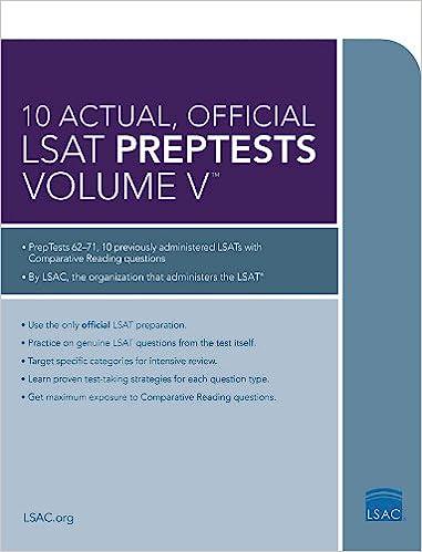 10 actual official lsat prep tests volume v 1st edition law school admission council 0986045519,